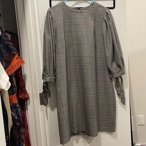 Glen plaid shirt style dress.